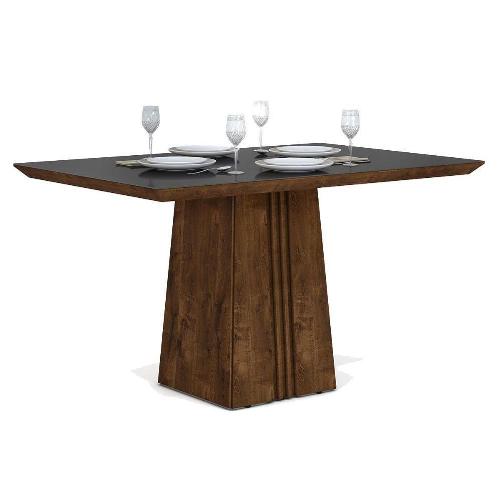 Mesa Para Cozinha Italia Com Tampo Madeirado Com Vidro 120x90cm Cedro Off White Dj Móveis