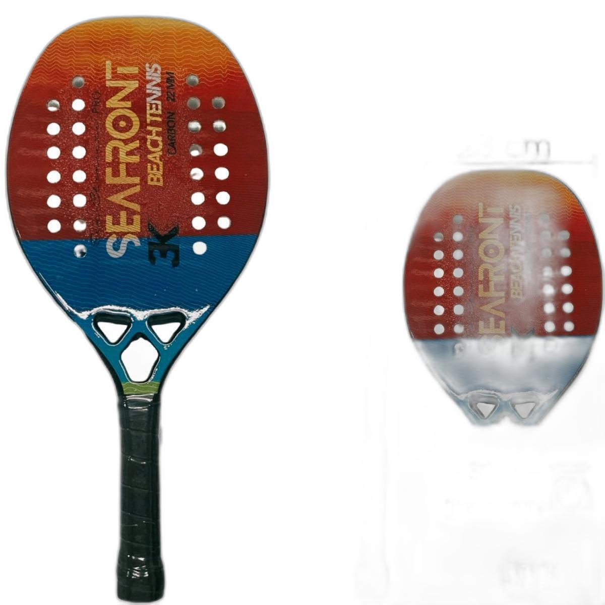 Miniatura Raquete Beach Tennis 100% Fibra Carbono 3K Preto Desenho