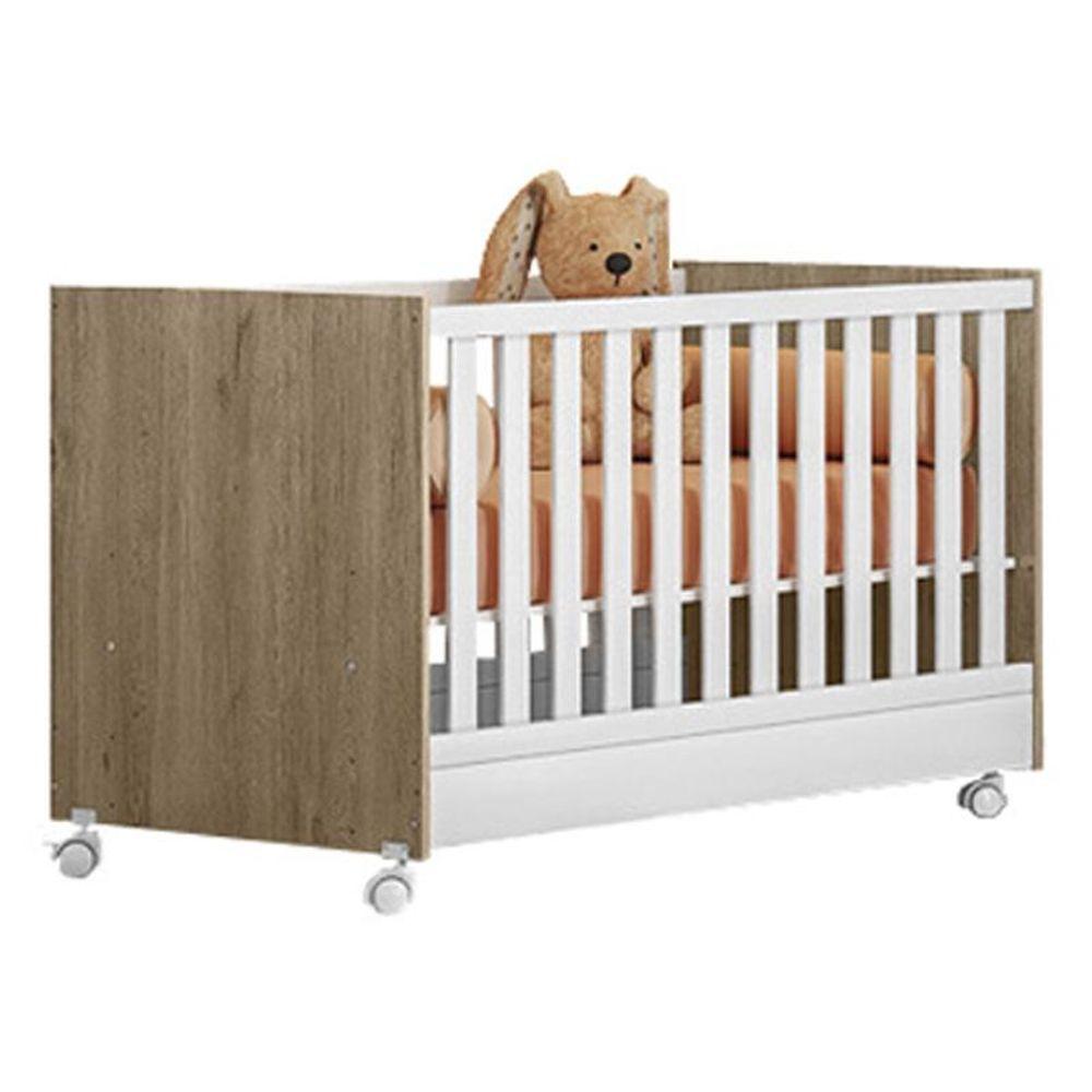 Miniatura Berço E Guarda Roupa Cômoda Soninho Branco/carvalho - Fdecor