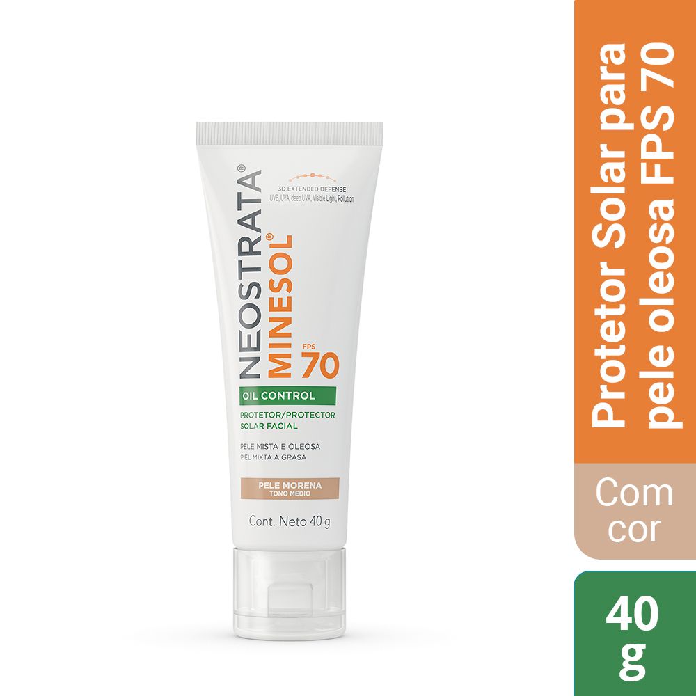 Miniatura Protetor Solar Facial Neostrata Minesol Oil Control FPS 70 Pele Morena 40g