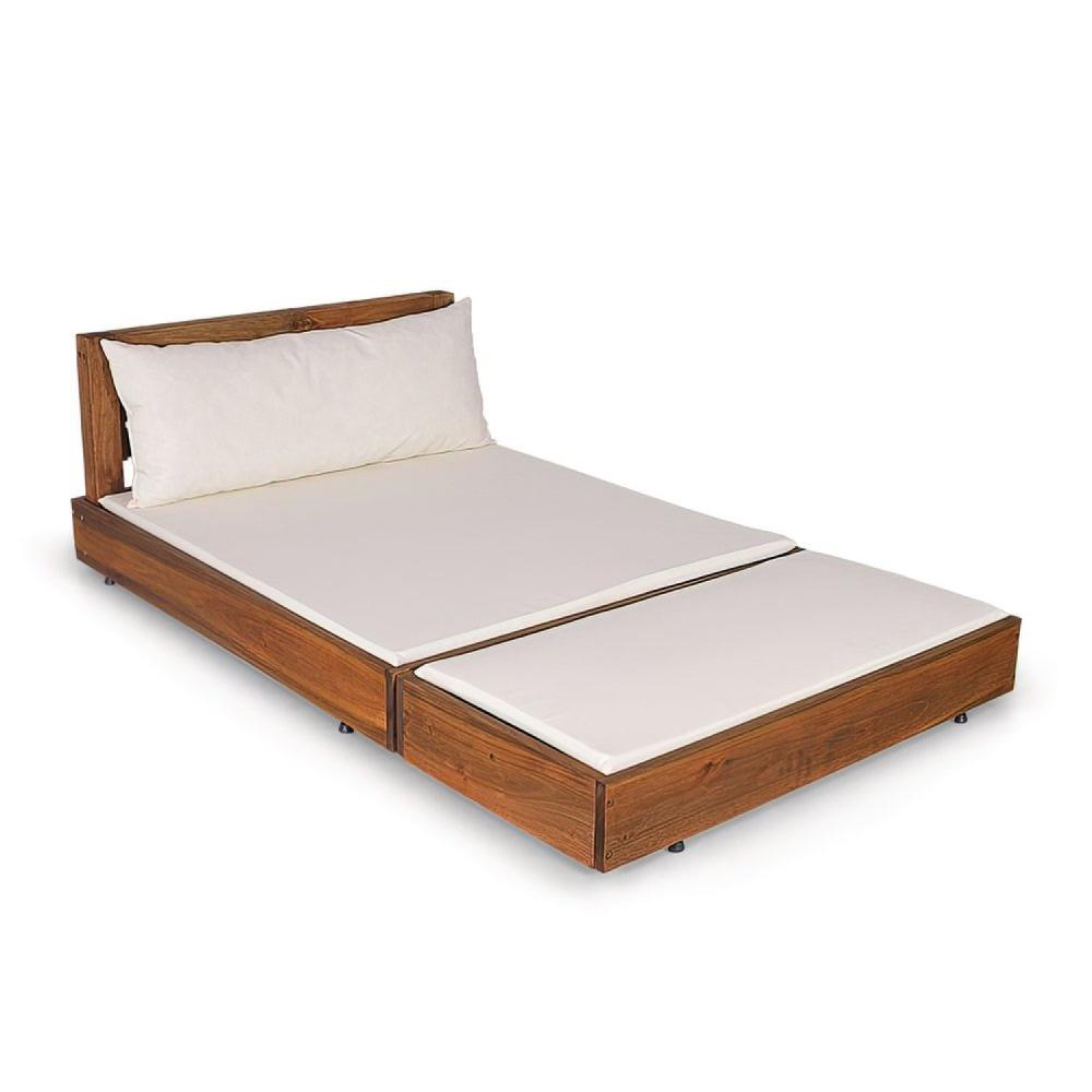 Miniatura Sofá Chaise com Puff Rustic Versatti Nogueira