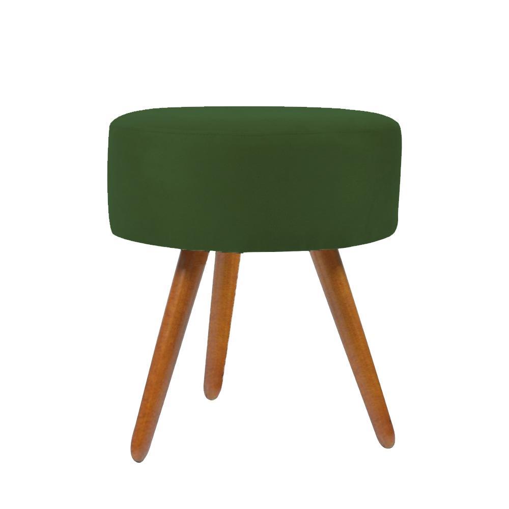 Miniatura Puff Banqueta Redondo Em Suede Com Pés Palito Verde