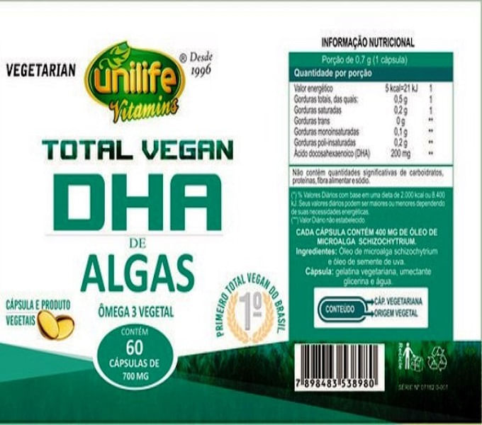 Miniatura Ômega 3 Total Vegan DHA de Algas 60 Capsulas 700 mg
