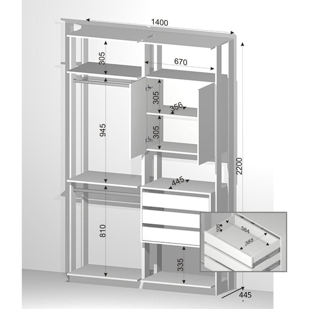 Miniatura Módulo para Closet 2 Portas 3 Gavetas 2 Cabideiros Be Mobiliário Branco TX