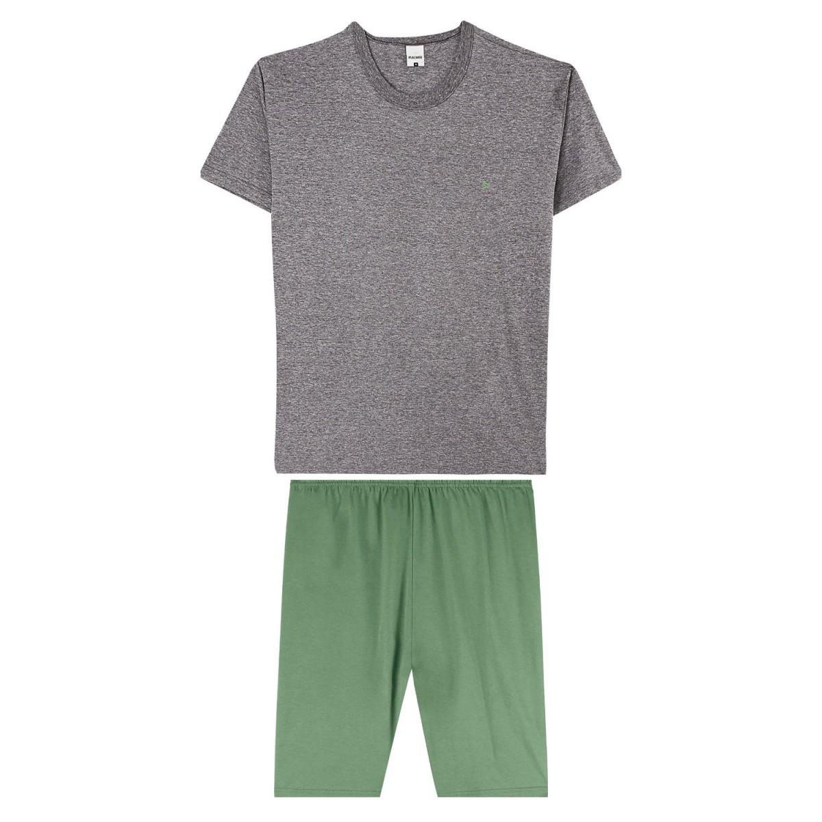 Miniatura Pijama Curto Malwee Básico Masculino Cinza+Chumbo - G