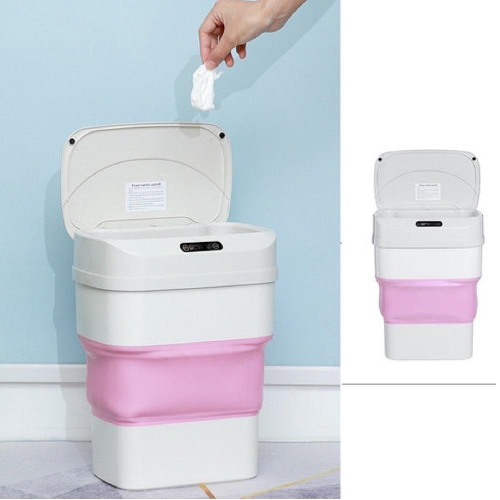 Miniatura Lixeira Automatica Inteligente Sensor Smart Cesto Retratil A Prova D Agua Viagem Camping Rosa