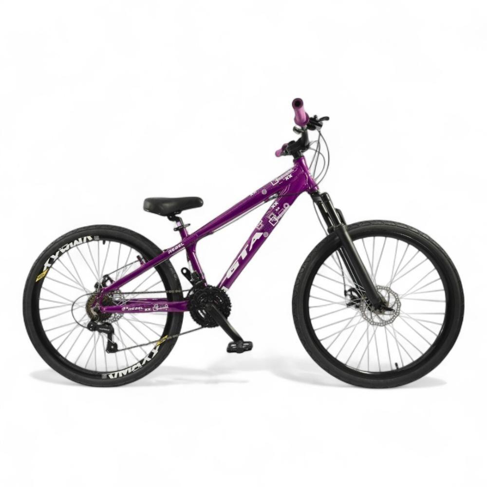Miniatura Bicicleta Aro 26 Gta Rebel Freeride 21v Shimano Freio A Disco Do Grau - Roxo Roxo/branco