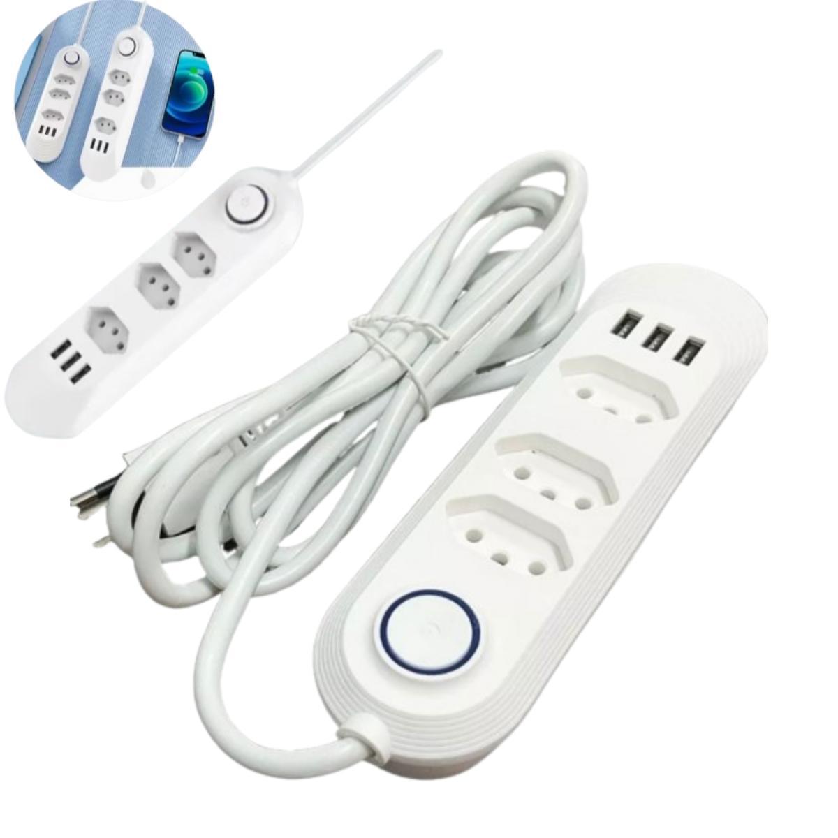 Miniatura Extensão Filtro Linha Ppremium 3 Tomadas 3 Usb Br Bivolt 2