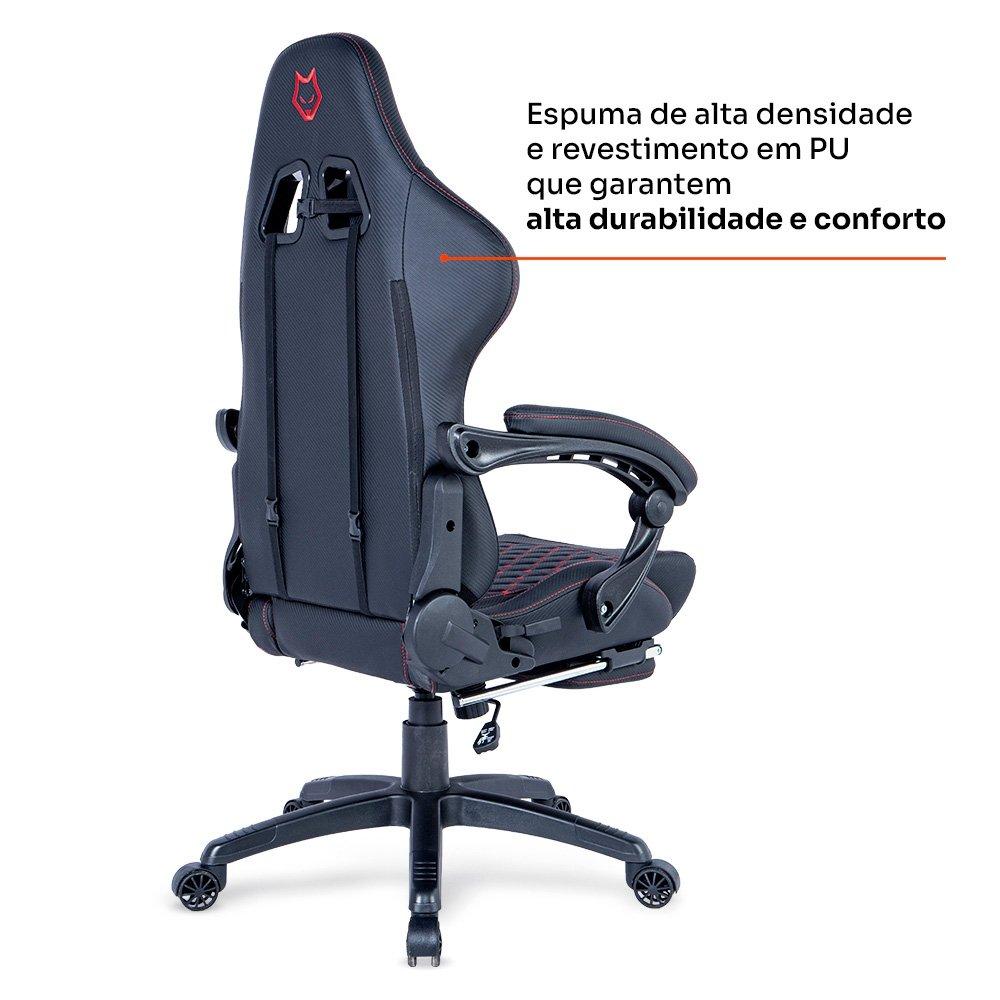 Cadeira Gamer Husky Tempest 700, Até 145kg, Almofadas, Reclinável 150º, PU, Descanso para Pés, Preta e Vermelha - HCG700PTVR