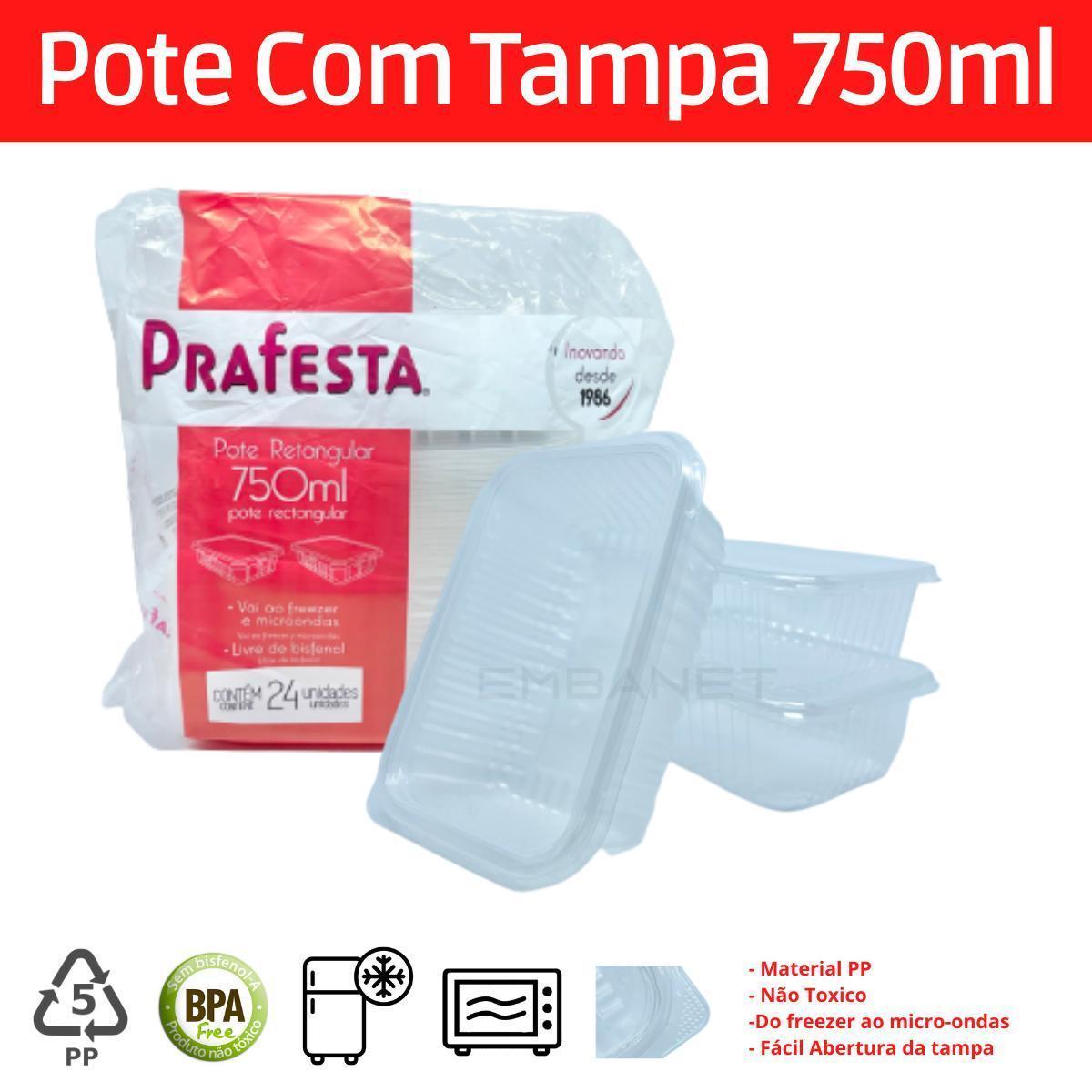 Miniatura Embalagem Descartável Marmita Fitness Pote C Tampa 750Ml 24U