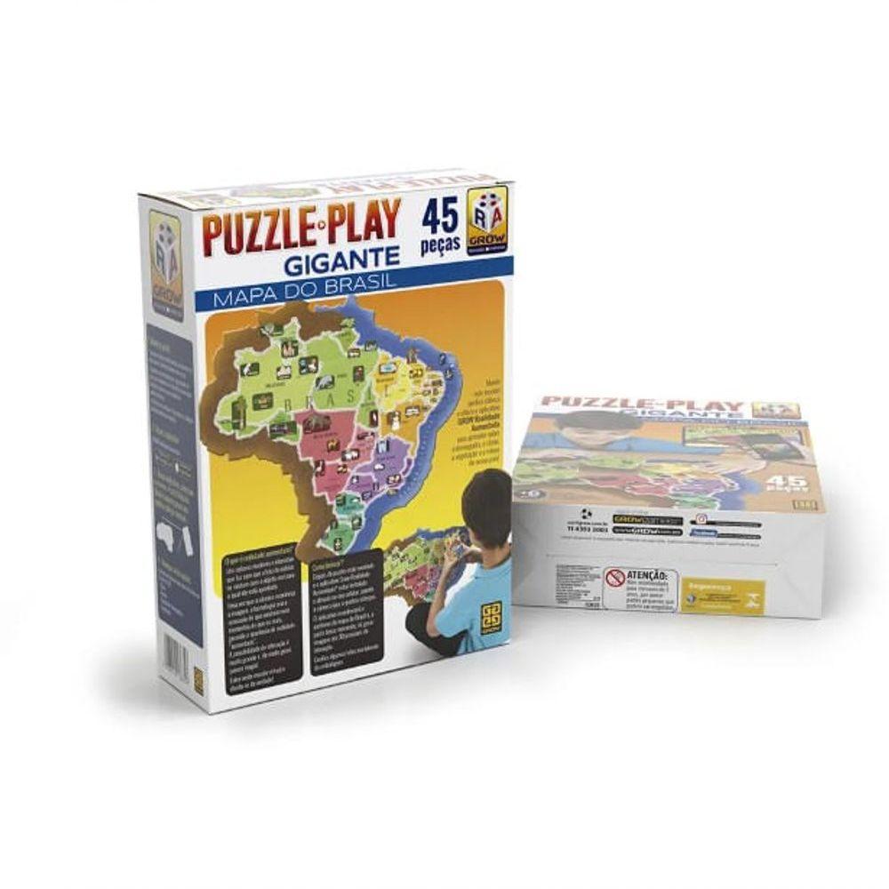 Miniatura Puzzle Play Gigante - Grow - Mapa Do Brasil