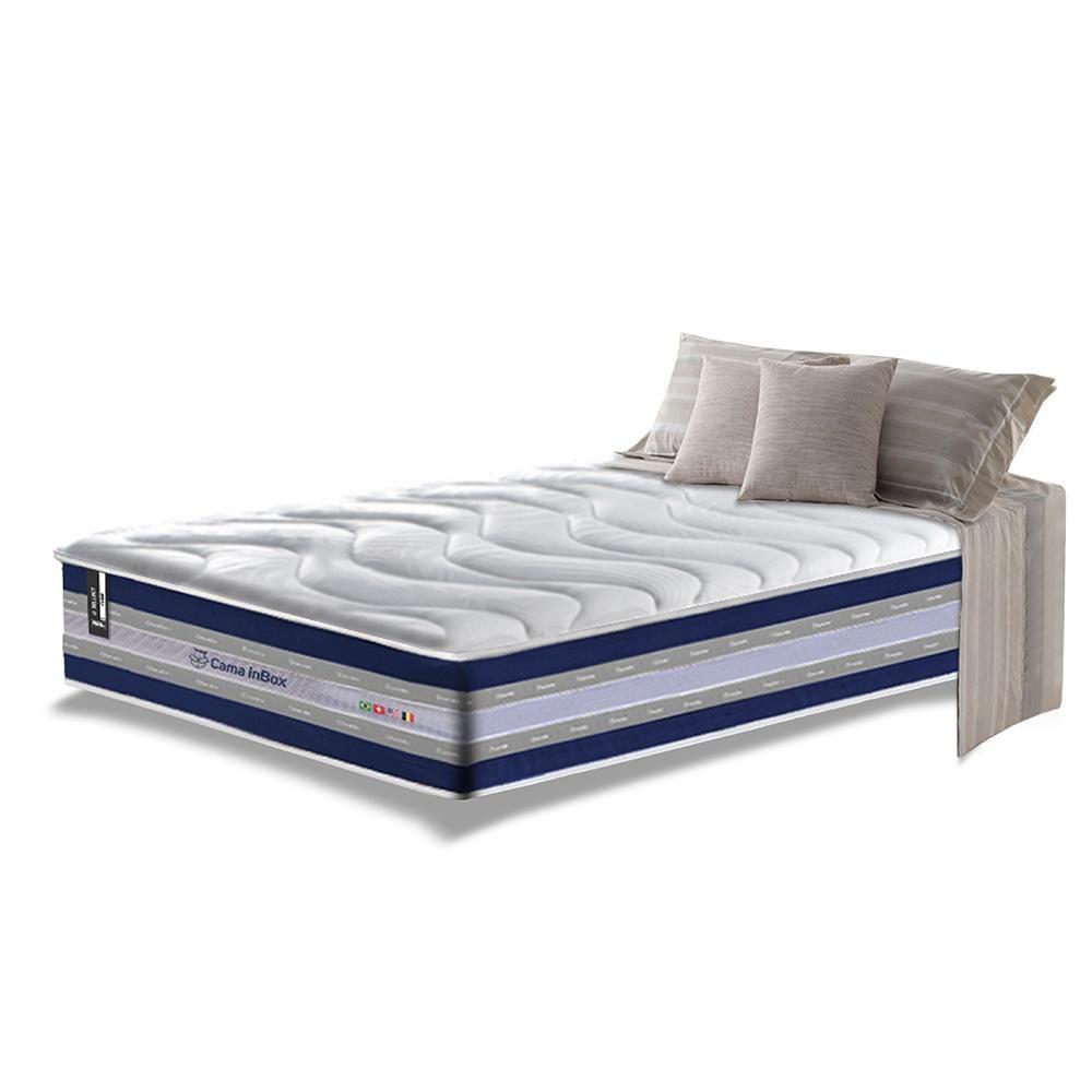 Miniatura Colchão Solteiro De Molas Ensacadas D33 Cama Inbox Select Firme 88x188x32 Azul