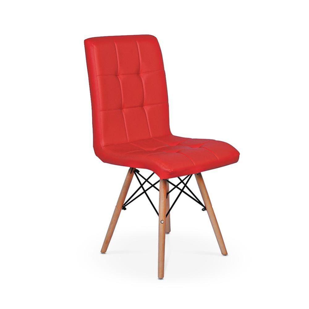 Miniatura Conjunto 6 Cadeiras Eiffel Madeira Gomos Estofada Vermelha