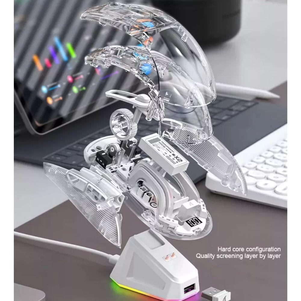 Miniatura Mouse Attack Shark X2 Pro Rgb Tri-Modo Branco Transparente