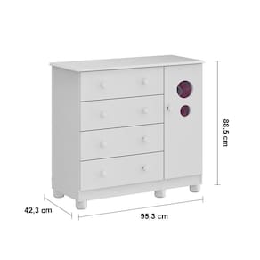 Miniatura Guarda-Roupa Infantil Peroba Móveis Duda com 3 Portas, 3 Gavetas + Cômoda Duda Plus com 4 Gavetas Branco