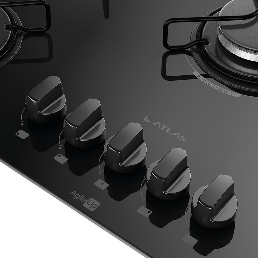 Miniatura Cooktop A Gás Atlas 5 Bocas Agile Up Preto Bivolt