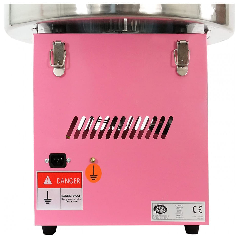 Miniatura Máquina de Algodão Doce Elétrica Profissional em Aço Inoxidável, 110V, Funtime FT1000CCP, Rosa