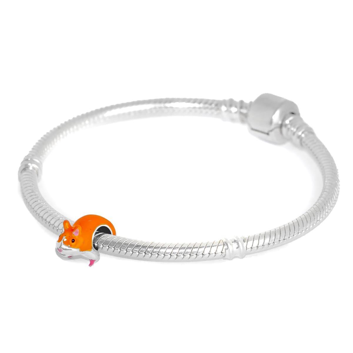 Miniatura Berloque Charm Separador Hamster Em Prata 925