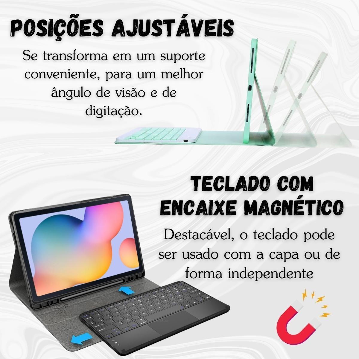 Capa Tablet Samsung S6 Lite P619 Com Teclado Preto