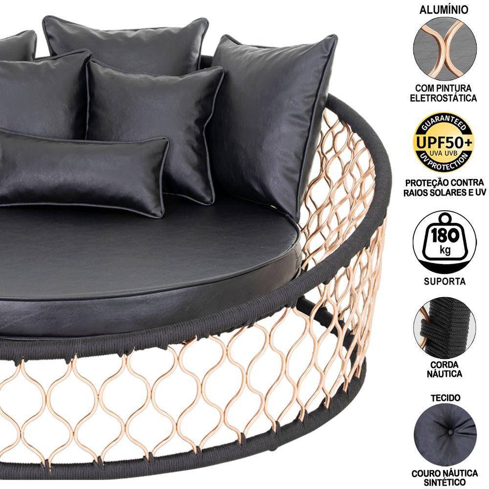 Miniatura 1 Chaise 6 Almofadas + 2 Poltronas + Mesa Madeira Alumínio