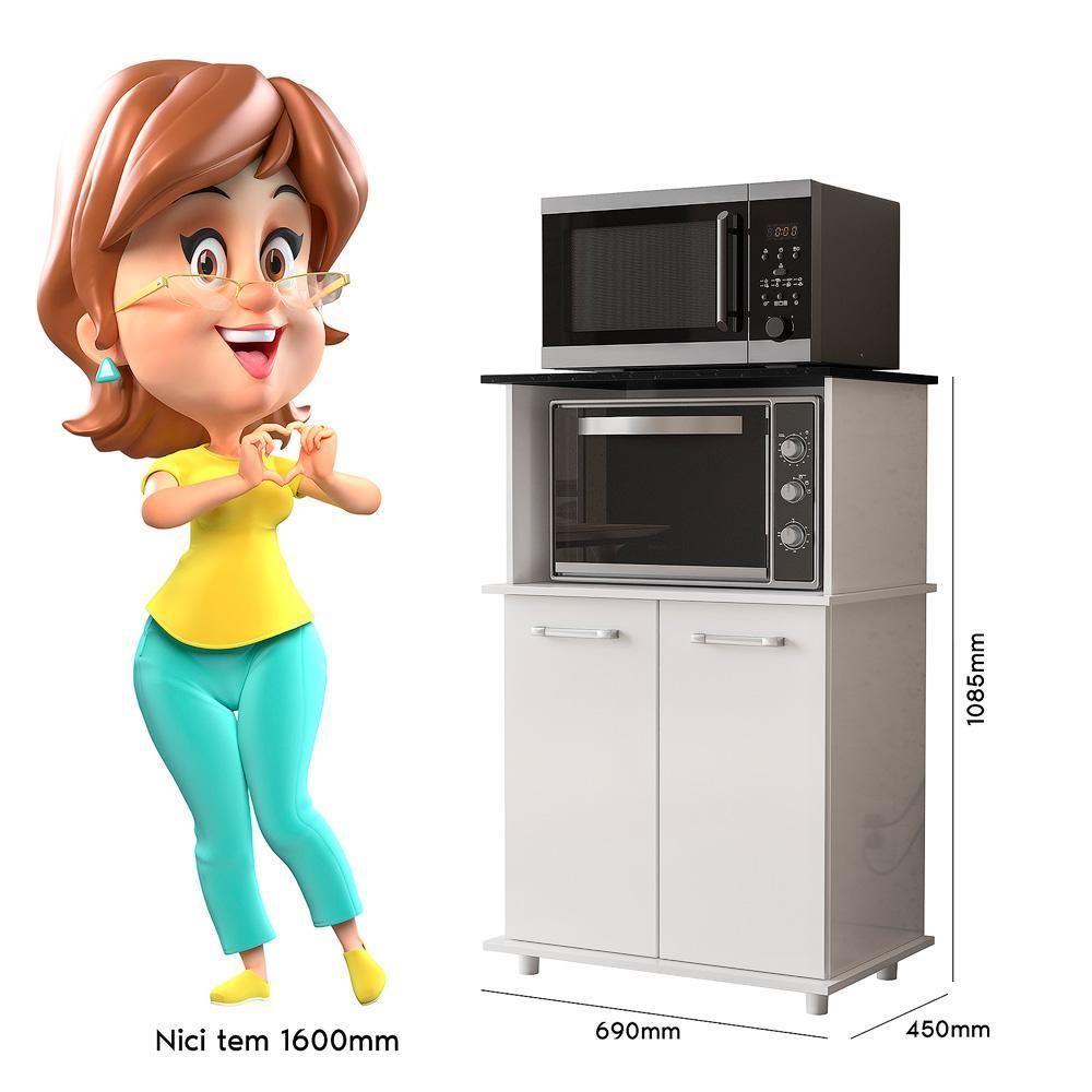 Balcão Multiuso Isis 2 Portas Para Forno E Micro-ondas Branco - Nicioli Branco