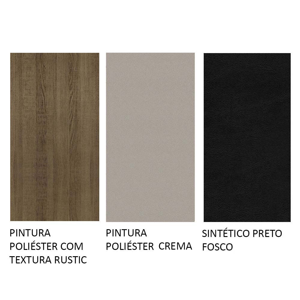 Conjunto Sala de Jantar Mesa Tampo de Madeira 6 Cadeiras Rustic/Crema/Preto Sharon Madesa Cor:Rustic/Crema/Sintético Preto