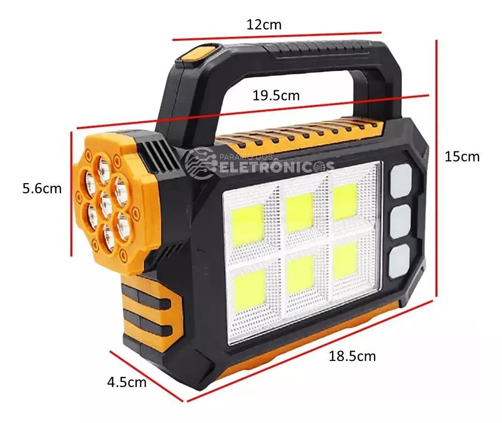 Miniatura Super Lanterna Solar E Cabo Usb 9 Led Superior E 11 Lateral