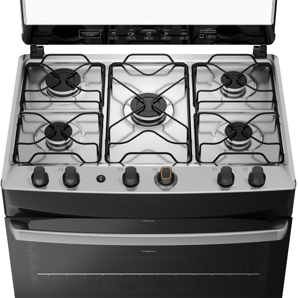 Miniatura Fogão a Gás de Piso 5 Bocas Continental Mesa de Inox FC5IB Branco - Bivolt