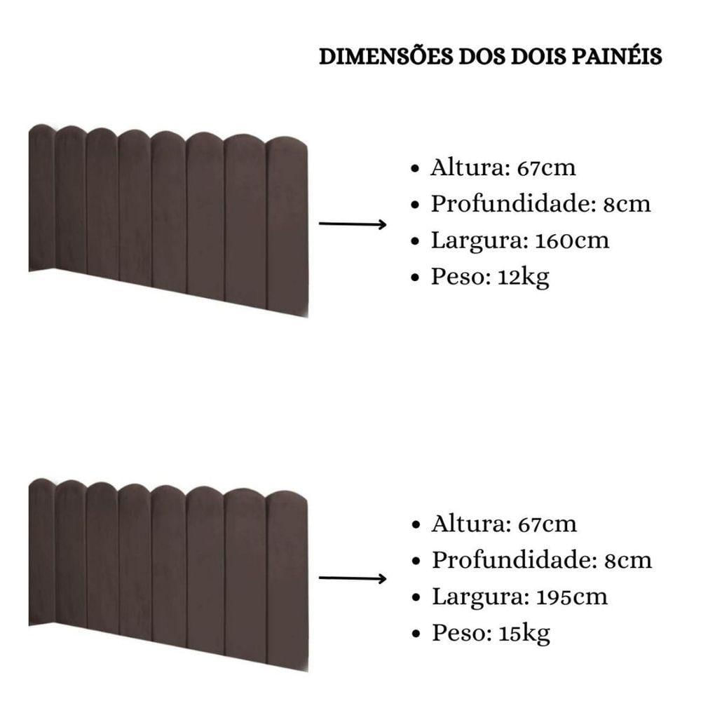 Cabeceira Painel Cama Queen Box Nuvem Suede Sandy 160 Cm Cor:marrom