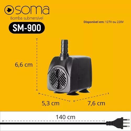 Miniatura Bomba Sub Soma Aquarios Sm- 900 (900 L/H) 127V