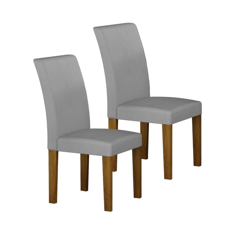 Miniatura Conjunto 2 Cadeiras Estofadas Napoli Freijó/Prata