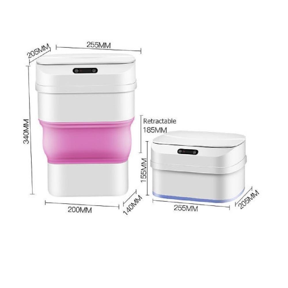 Miniatura Lixeira Automatica Inteligente Sensor Smart Cesto Retratil A Prova D Agua Viagem Camping Rosa