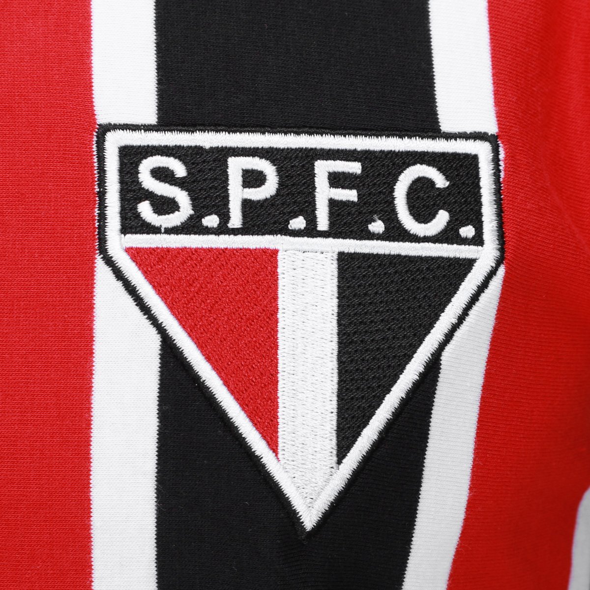 Miniatura Camiseta São Paulo RetrôMania 1969 Listrada Masculina Vermelho+Preto - G