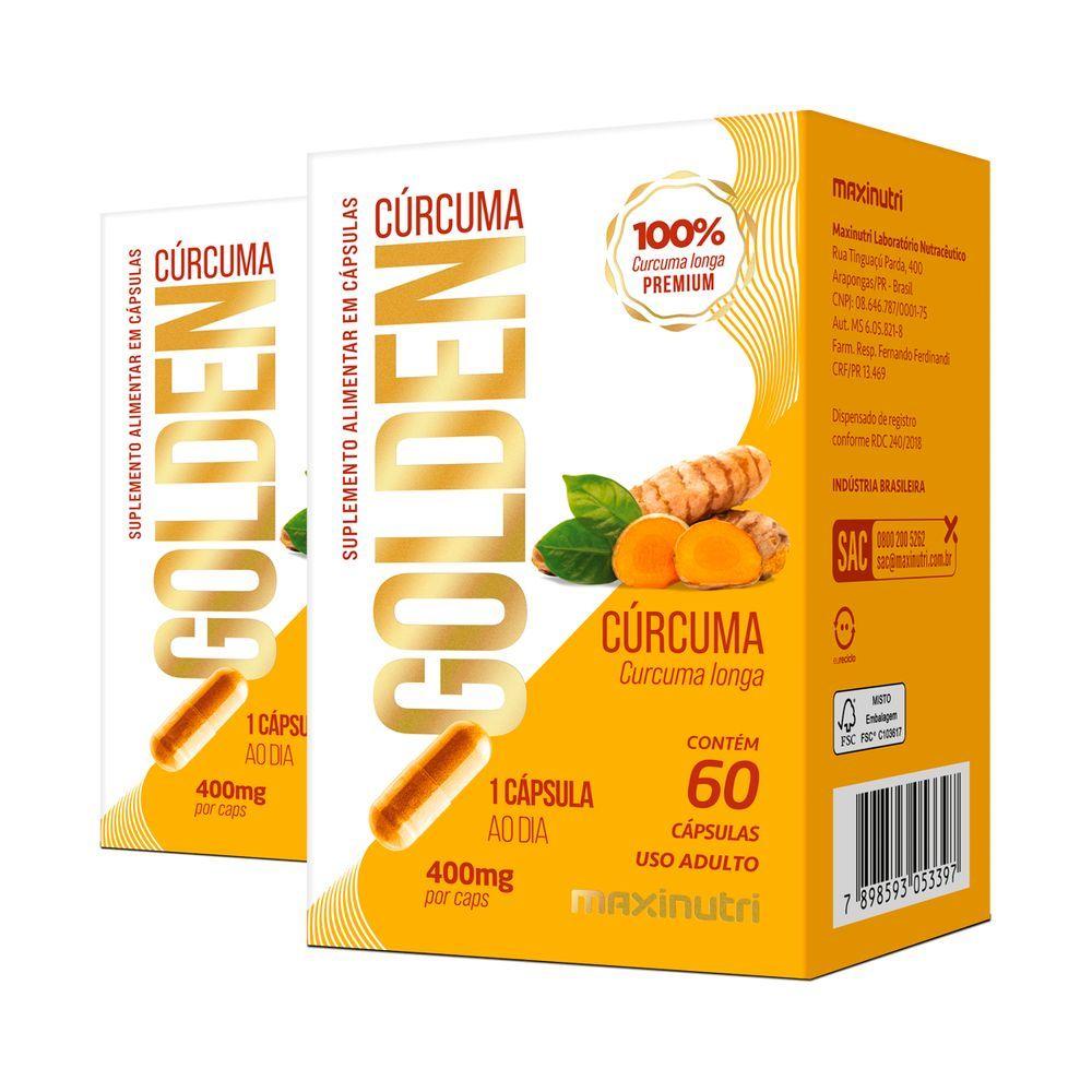 Miniatura Kit 2 Cúrcuma Golden Maxinutri 60 Cápsulas
