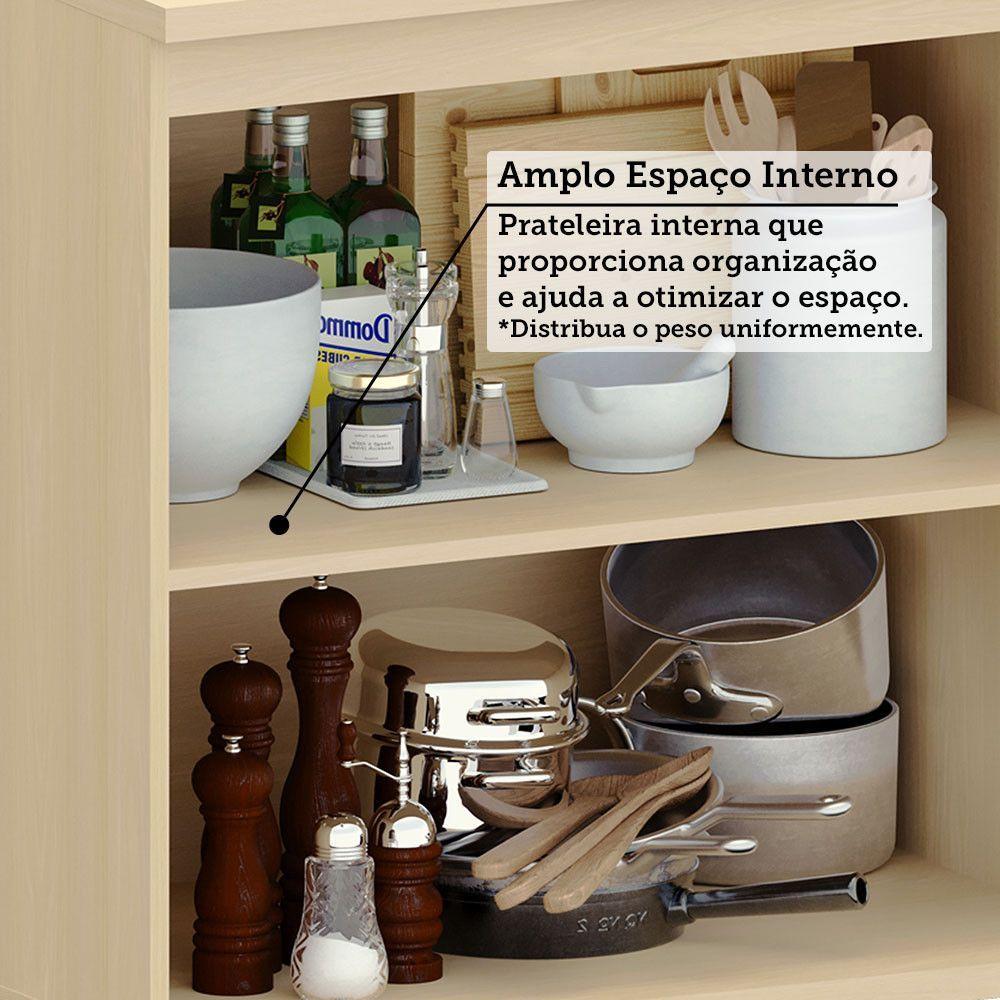Balcão De Cozinha 120cm 3 Pts E 2 Gav C/ Tampo Aura Luciane Carvalho/cinza Cristal
