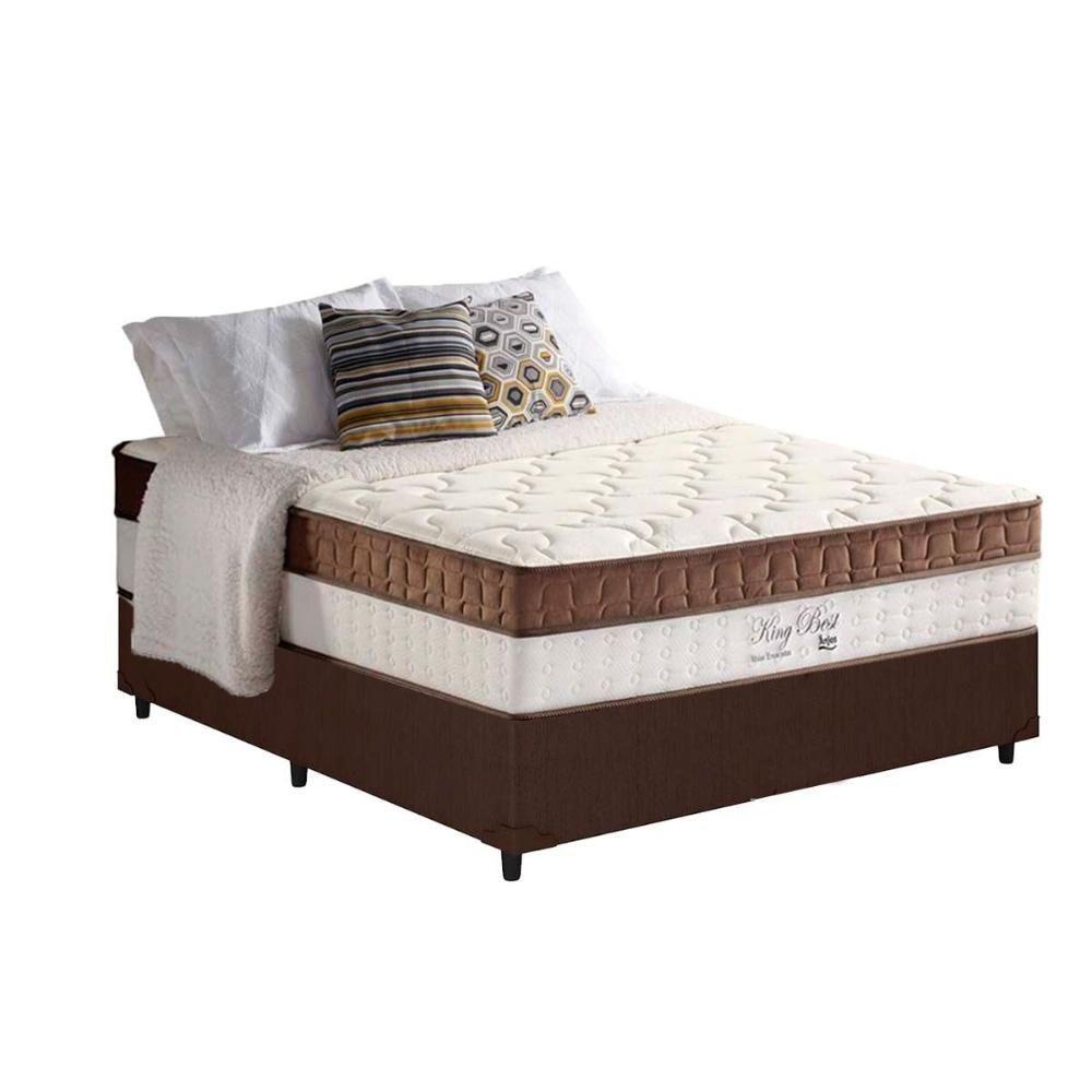 Miniatura Cama Box Casal: Colchão Molas Anjos Superlastic King Best + Base Courano Brown(138x188)