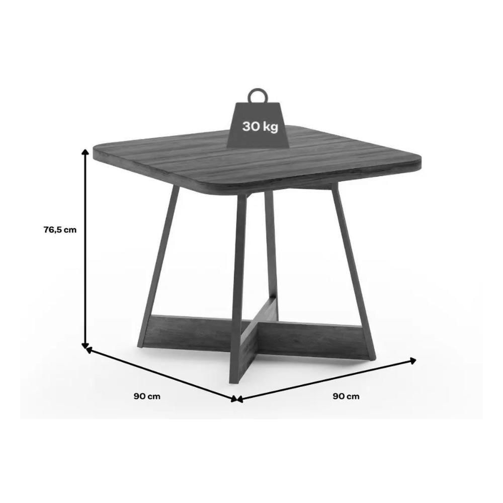 Sala De Jantar átria 1593 Aço Com Tampo Madeirado 90x90cm E 4 Cadeiras 1736 Pretonogal Preto Preto Carraro