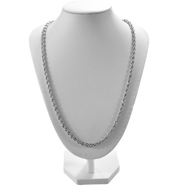 Miniatura Corrente Masculina Cordão Torcido Aço Inox Cirúrgico 70Cm