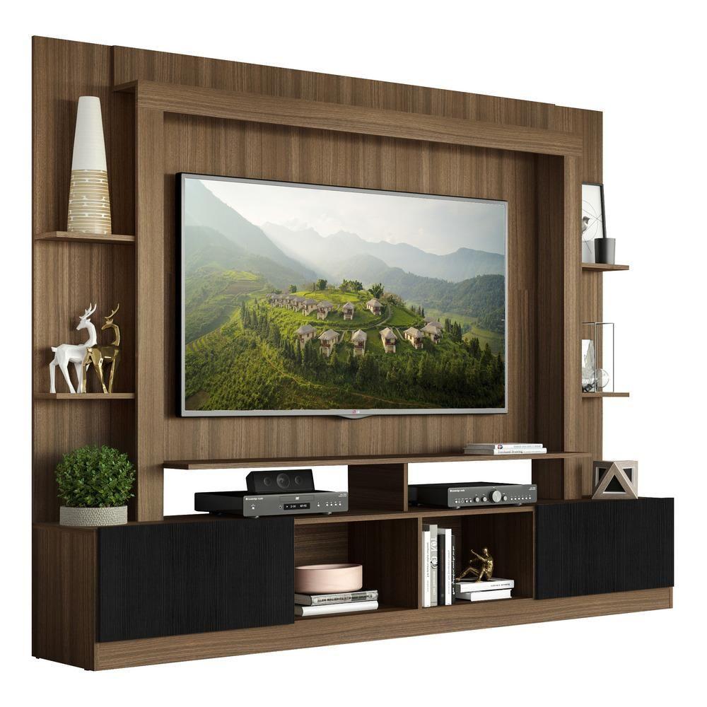 Rack Estante com Painel Tv 65 e 2 Portas Oslo Madeirado