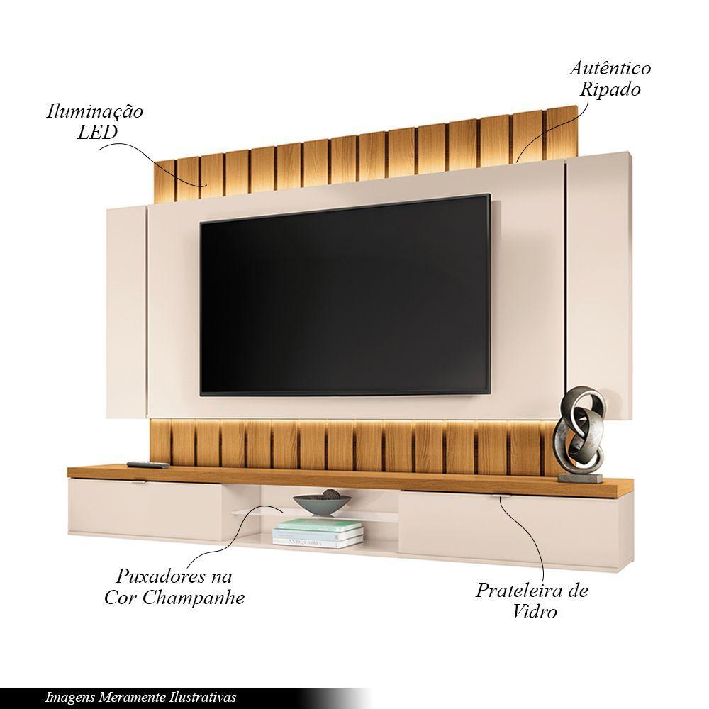 Miniatura Painel Home Suspenso 2.2 Para Tv Até 70" Sala De Estar Shawn Off White/cinamomo G26 - Gran Belo