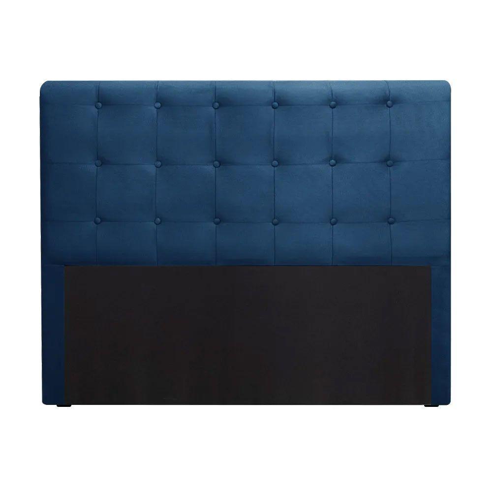 Miniatura Cabeceira Cama Box Quarto Casal Paola 1,40 Veludo Speciale Home Azul