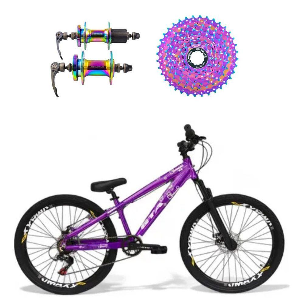 Miniatura Bicicleta Aro 26 Gta Rebel Roxo 1x8v Cassete E Cubo Cassete Camaleão