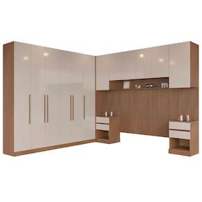 Miniatura Guarda-roupa Modulado Queen Ponte 160 Bartira Lugano 12 Portas e 7 Gavetas 6 Peças - Avelã / Capuccino