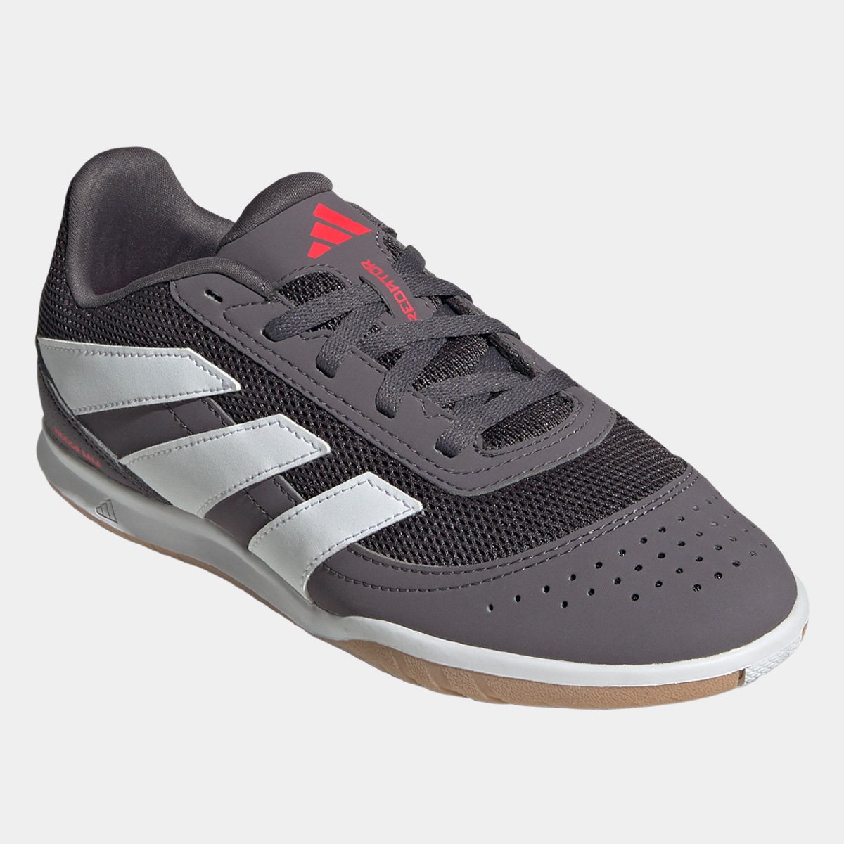 Miniatura Chuteira Futsal Infantil Adidas Predator Club Cinza+Branco - 26