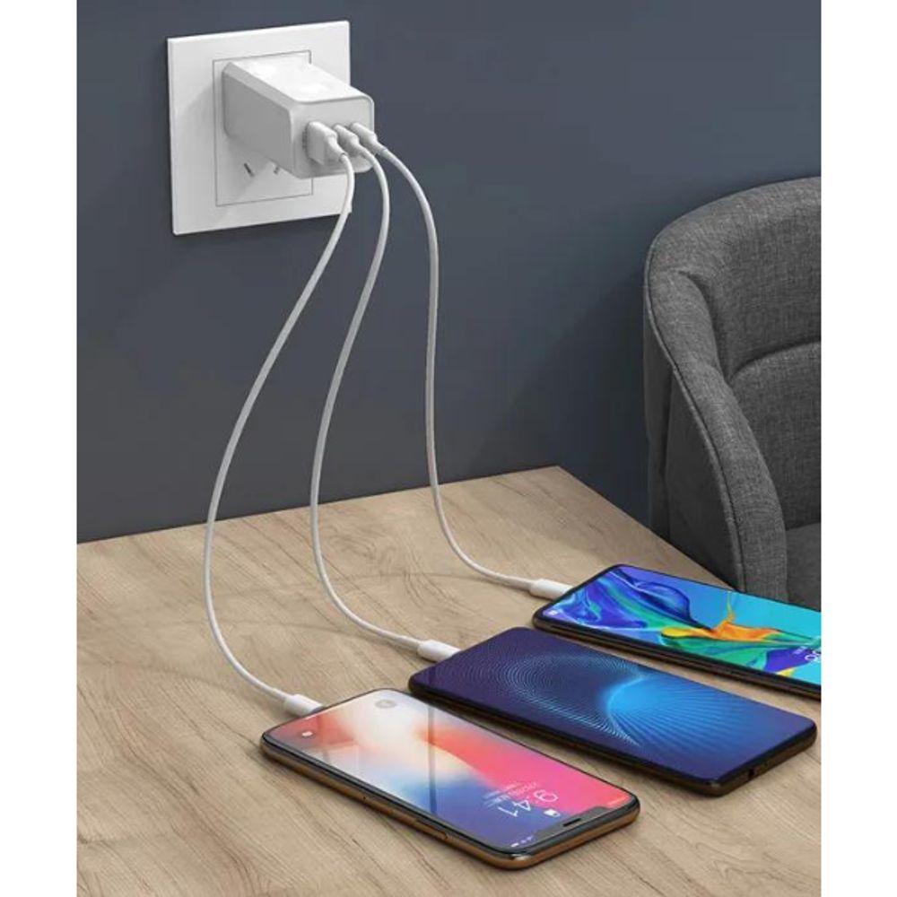 Miniatura Carregador Ultra Rápido Gan 65w Quick Charger 3 Portas