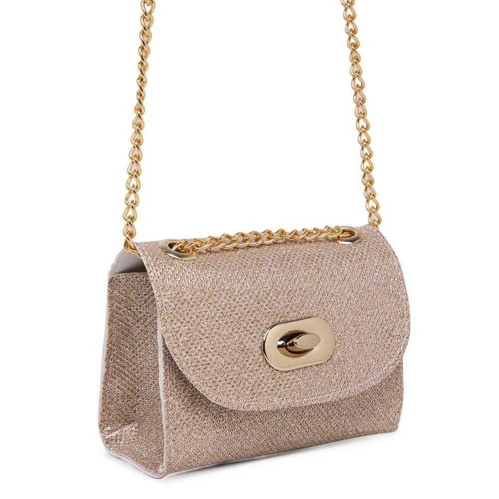 Miniatura Bolsa Pequena Feminina Transversal De Festa Elegante Brilho Bege