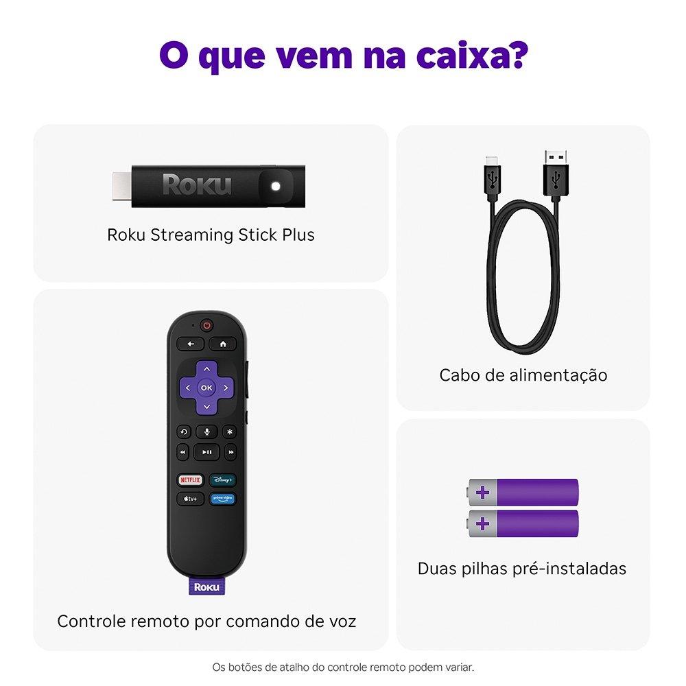 Roku Streaming Stick Plus 2025, Dispositivo para TV 4K, com Controle por Voz, Preto - 3830BR