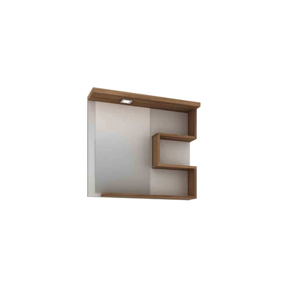 Miniatura Gabinete para Banheiro 70cm com Cuba e Espelheira Veneza Móveis Bosi Nogal/Branco