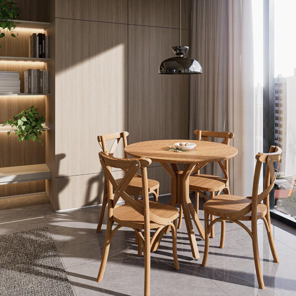 Miniatura Conjunto Mesa Lisboa com 4 Cadeiras X Texas Nozes Nozes