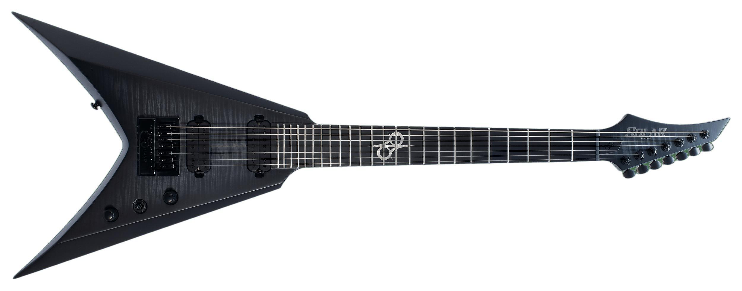 Miniatura Guitarra Solar 7 Cordas V1.7Fbb Flame Black Burst Matte